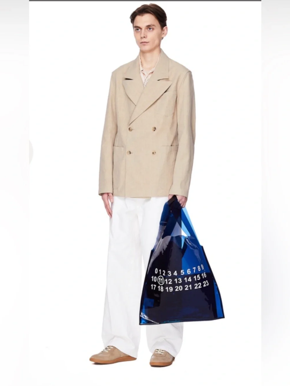 Maison Margiela Line 11 Cobalt Blue PVC Tote Bag w/ Pouch Transparent Shopper